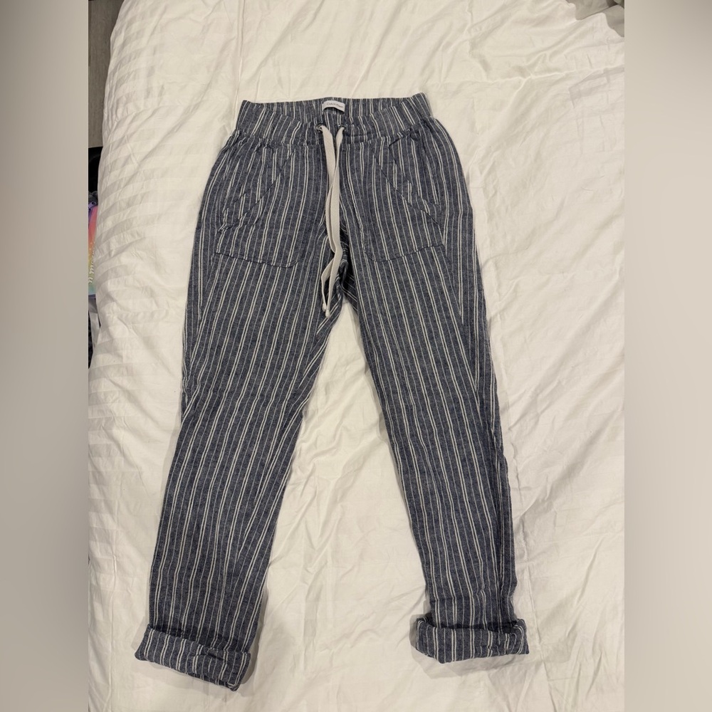 Calvin Klein Blue and White Striped Pants